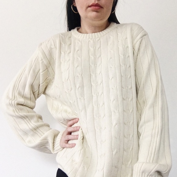 Nwt Oscar De La Renta Crewneck Cable 